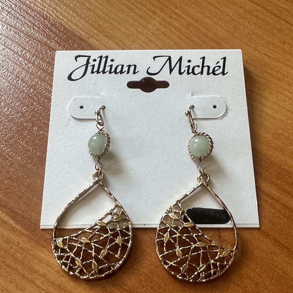 Jillian Michel Gold and Green Dangle Earrings